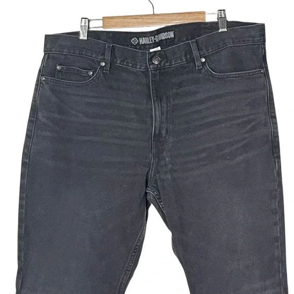 Harley Davidson Mens Black Denim Boot-Cut Jeans Size 40 x 34 Moto